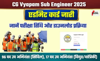 CG Vyapam Sub Engineer 2025